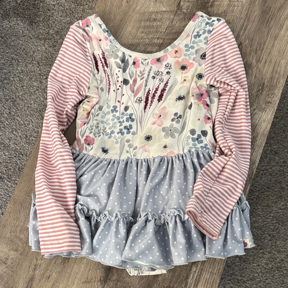 Floral and Striped Long Sleeved dance leotard